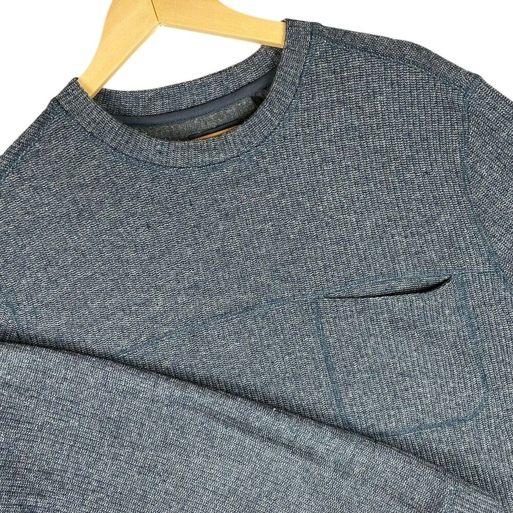 Toad & Co Breithorn Crew Sweater Mens XL Gray Blue Wool Blend Pocket Pullover